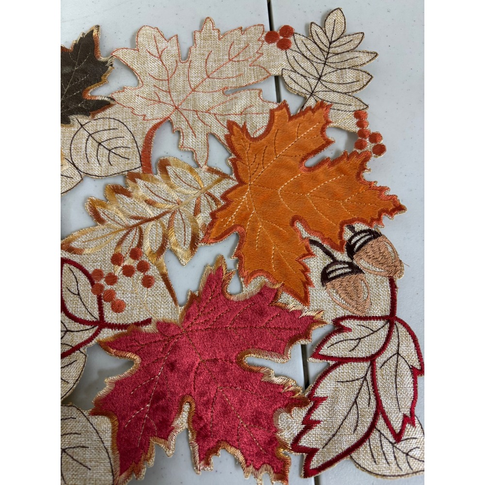 Fall Leaf Table Runner Autumn Harvest Embroidered‎ Tablecloth Home Decor - Picture 2 of 3